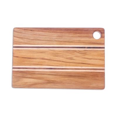 Alternate image for Striped Teak Wood Cutting Board Crafted in Thailand Stylish Chef