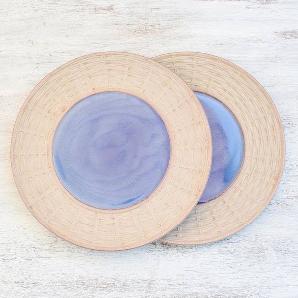 Alternate image for Ceramic Plates in Blue from Thailand Pair Country Meal