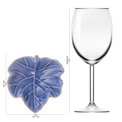 Alternate image for Leafy Blue Ceramic Appetizer Bowls from Thailand Pair Ivy Gourd