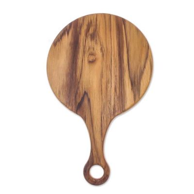 Alternate image for Circular Teak Wood Cutting Board Crafted in Thailand Cook with Passion
