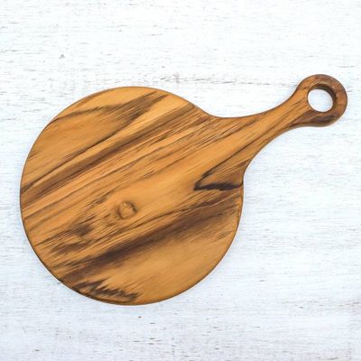 Alternate image for Circular Teak Wood Cutting Board Crafted in Thailand Cook with Passion