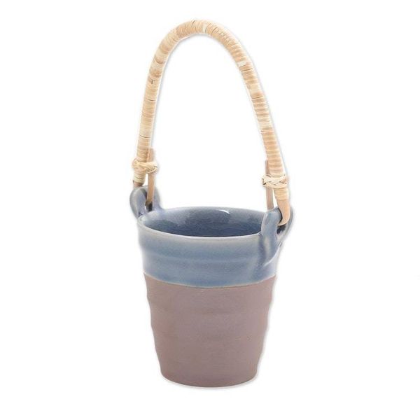 Alternate image for Celadon Ceramic and Natural Fiber Cup in Blue from Thailand Picnic Mood in Blue