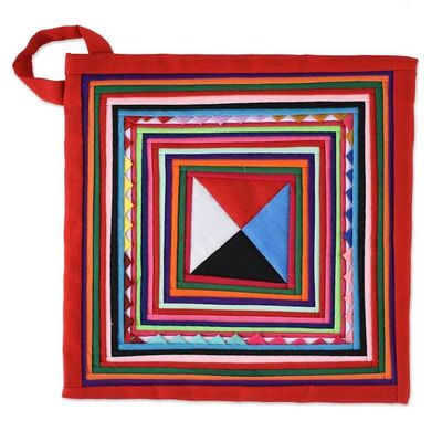 Alternate image for Pair of Handmade Cotton Blend Trivets from Thailand Lahu Cooking in Red