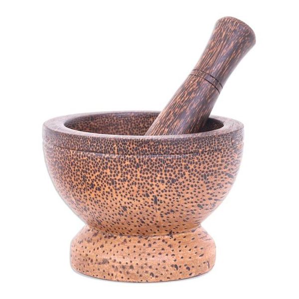 Alternate image for Palmyra Palm Wood Mortar and Pestle from Thailand Natural Strength
