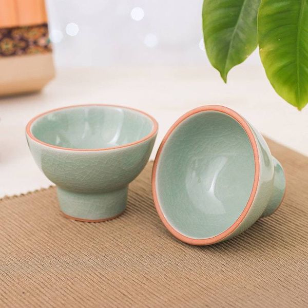Alternate image for Pair of Handmade Celadon Ceramic Dessert Bowls in Green Delicious Treats