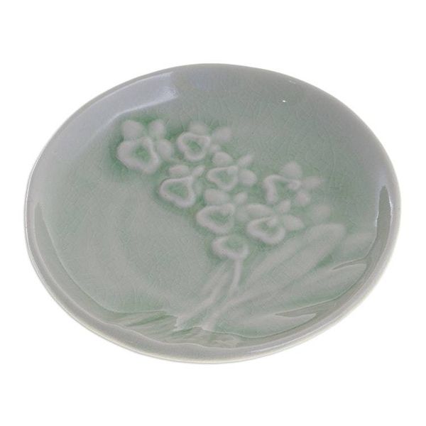 Alternate image for Handcrafted Celadon Dessert Plate Orchid Bouquet