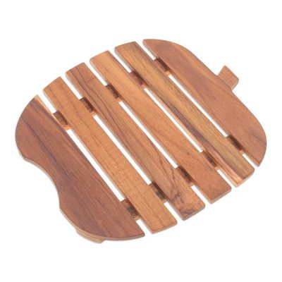 Alternate image for Apple-Shaped Teak Wood Pot Stand Handcrafted in Thailand Fruitful Banquet