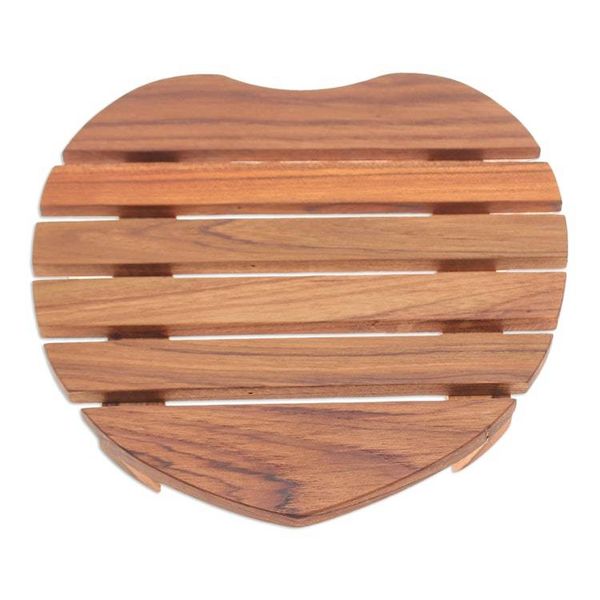 Alternate image for Heart-Shaped Teak Wood Pot Stand Handcrafted in Thailand Romantic Banquet