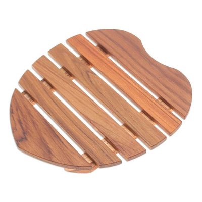 Alternate image for Heart-Shaped Teak Wood Pot Stand Handcrafted in Thailand Romantic Banquet