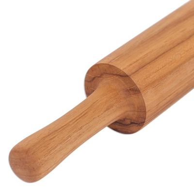 Alternate image for Hand-Carved Teakwood Rolling Pin with Natural Grain Cooking Ally