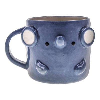 Alternate image for Handcrafted Glazed Ceramic Elephant Mug from Thailand Elephant Morning