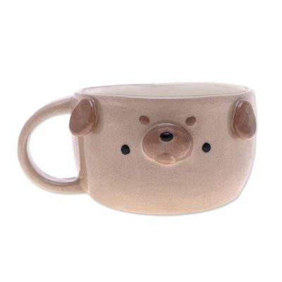 Alternate image for Thai Ceramic 6 oz Pug Dog Cup with a Glossy Finish Pug Elixir