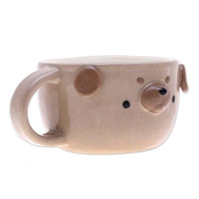Alternate image for Thai Ceramic 6 oz Pug Dog Cup with a Glossy Finish Pug Elixir