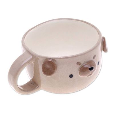 Alternate image for Thai Ceramic 6 oz Pug Dog Cup with a Glossy Finish Pug Elixir