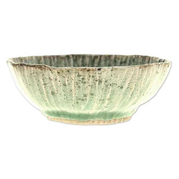 Alternate image for Lotus-Inspired Speckled Green Celadon Ceramic Dessert Bowl Lotus Table