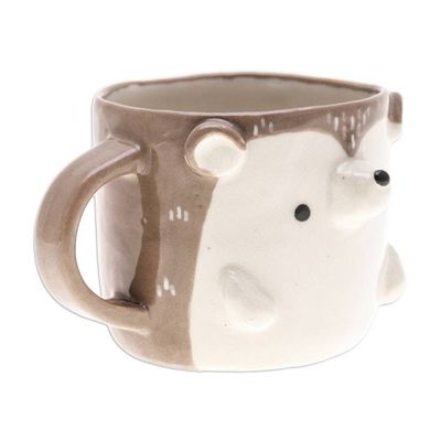 Alternate image for Thai Handcrafted 9 oz Glossy-Finished Ceramic Porcupine Mug Porcupine Morning