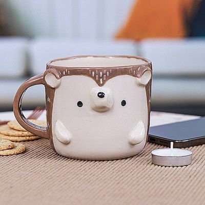 Alternate image for Thai Handcrafted 9 oz Glossy-Finished Ceramic Porcupine Mug Porcupine Morning