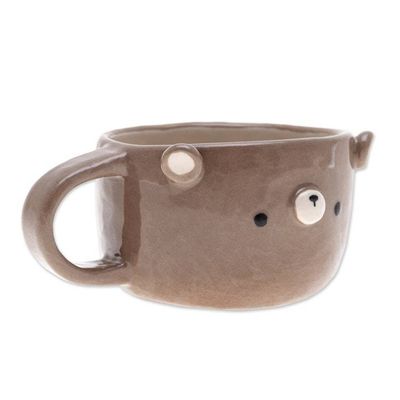 Alternate image for Thai Ceramic 6 oz Bear Cup with a Glossy Finish Bear Elixir