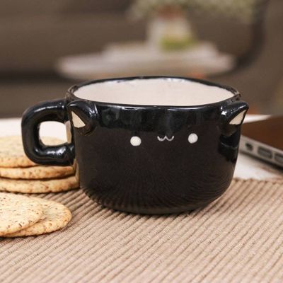 Alternate image for Thai Handmade Animal-Themed Ceramic Black Cat Demitasse Black Cat Demitasse
