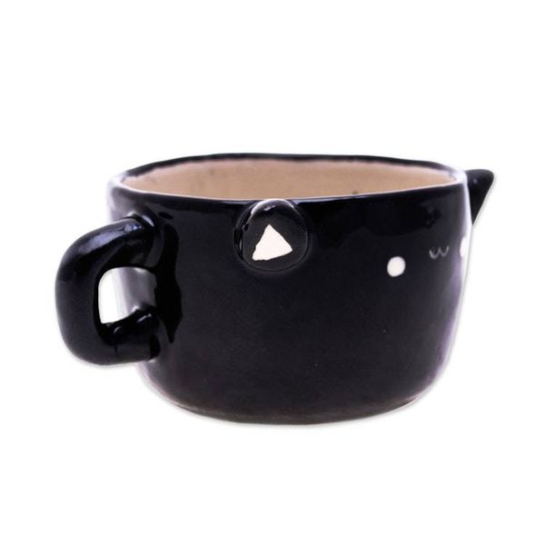 Alternate image for Thai Handmade Animal-Themed Ceramic Black Cat Demitasse Black Cat Demitasse
