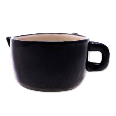 Alternate image for Thai Handmade Animal-Themed Ceramic Black Cat Demitasse Black Cat Demitasse