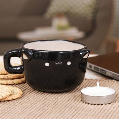Alternate image for Thai Handmade Animal-Themed Ceramic Black Cat Demitasse Black Cat Demitasse