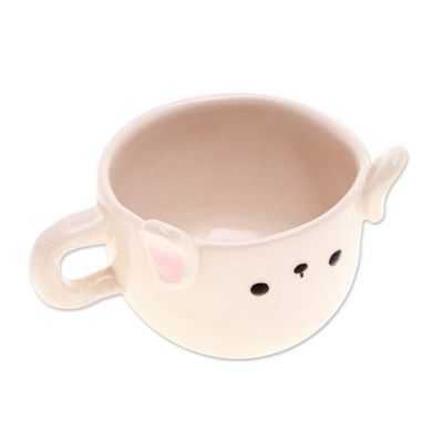 Alternate image for Thai Handcrafted Animal-Themed Ceramic Bunny Espresso Cup Bunny Demitasse