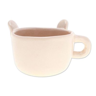 Alternate image for Thai Handcrafted Animal-Themed Ceramic Bunny Espresso Cup Bunny Demitasse
