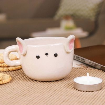 Alternate image for Thai Handcrafted Animal-Themed Ceramic Bunny Espresso Cup Bunny Demitasse