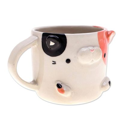 Alternate image for Whimsical Animal-Themed Handcrafted Calico Cat Mug Calico Morning