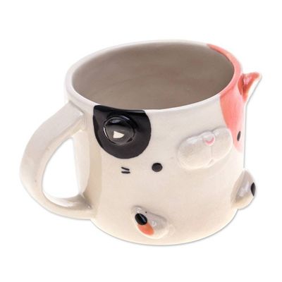 Alternate image for Whimsical Animal-Themed Handcrafted Calico Cat Mug Calico Morning