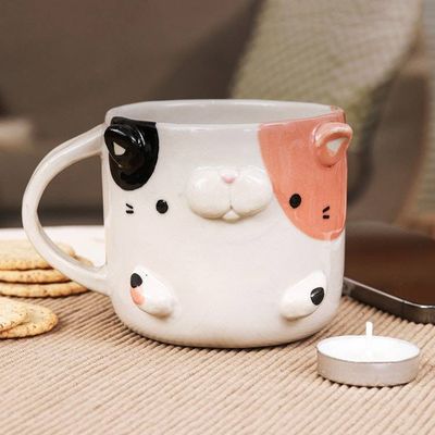Alternate image for Whimsical Animal-Themed Handcrafted Calico Cat Mug Calico Morning