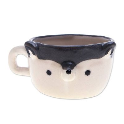 Alternate image for Thai Fair Trade Dog-Themed Ceramic Husky Espresso Cup Husky Demitasse
