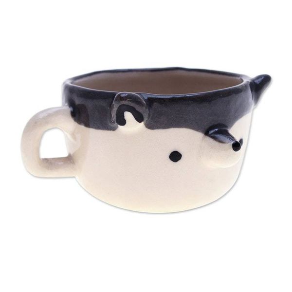 Alternate image for Thai Fair Trade Dog-Themed Ceramic Husky Espresso Cup Husky Demitasse
