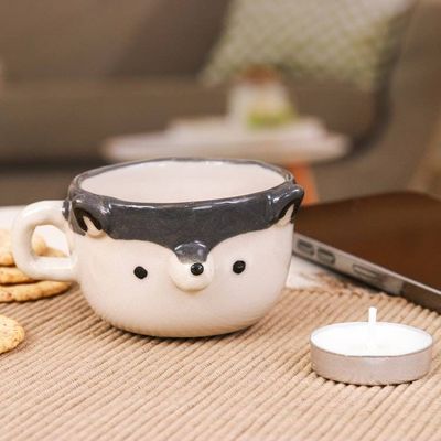 Alternate image for Thai Fair Trade Dog-Themed Ceramic Husky Espresso Cup Husky Demitasse