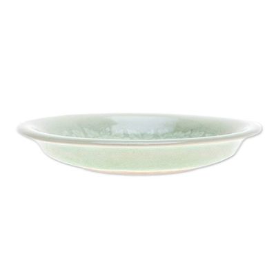 Alternate image for Floral Green Ceramic Luncheon Plate with Crackled Finish Wealthy Peony