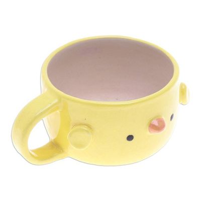 Alternate image for Handcrafted Thai Ceramic Yellow Chick Cup with Glossy Finish Chick Elixir