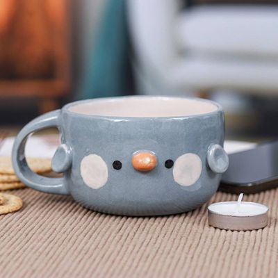 Alternate image for Whimsical Handcrafted Glossy-Finished Ceramic Bluebird Cup Bluebird Elixir
