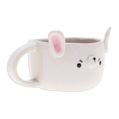 Alternate image for Whimsical 6 oz Ceramic Bunny Cup with a Glossy Finish Bunny Elixir