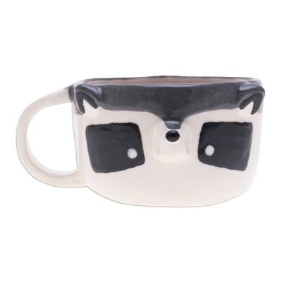Alternate image for Whimsical 6 oz Ceramic Raccoon Cup with a Glossy Finish Raccoon Elixir