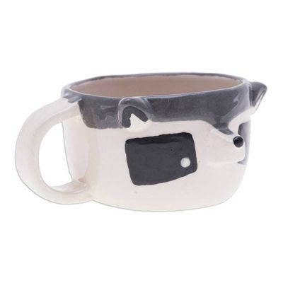Alternate image for Whimsical 6 oz Ceramic Raccoon Cup with a Glossy Finish Raccoon Elixir