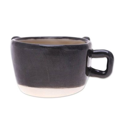 Alternate image for Thai Animal-Themed Ceramic Grey White Cat Espresso Cup Feline Demitasse