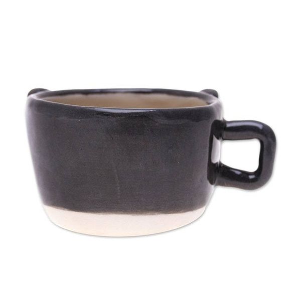 Alternate image for Thai Animal-Themed Ceramic Grey White Cat Espresso Cup Feline Demitasse