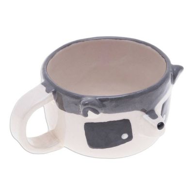 Alternate image for Whimsical 6 oz Ceramic Raccoon Cup with a Glossy Finish Raccoon Elixir