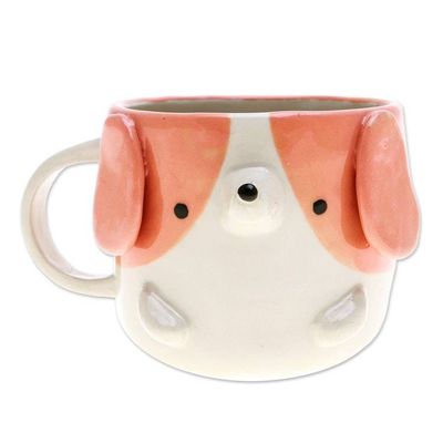 Alternate image for Whimsical Animal-Themed Handcrafted Ceramic Beagle Dog Mug Beagle Morning