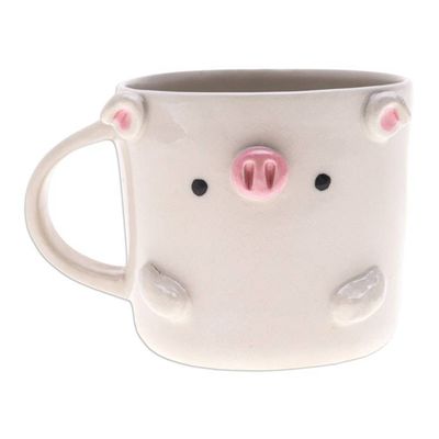 Alternate image for Handmade 9 oz Ceramic Piglet Mug with Glossy Finish Piglet Morning