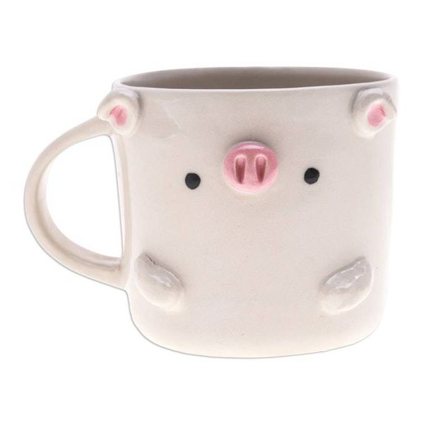 Alternate image for Handmade 9 oz Ceramic Piglet Mug with Glossy Finish Piglet Morning