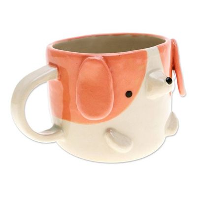 Alternate image for Whimsical Animal-Themed Handcrafted Ceramic Beagle Dog Mug Beagle Morning