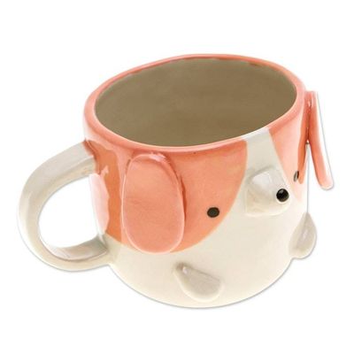 Alternate image for Whimsical Animal-Themed Handcrafted Ceramic Beagle Dog Mug Beagle Morning