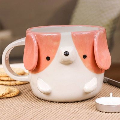 Alternate image for Whimsical Animal-Themed Handcrafted Ceramic Beagle Dog Mug Beagle Morning